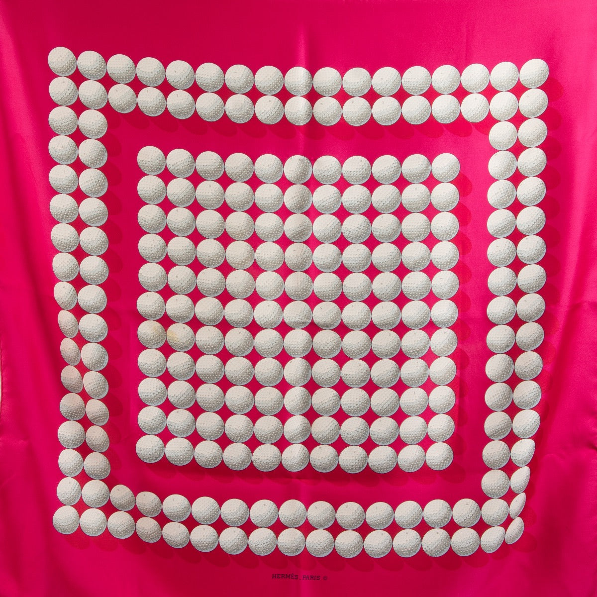 Shop 100% authentic second-hand Hermès Fuchsia Golf Balls Silk Scarf on Labellov.com