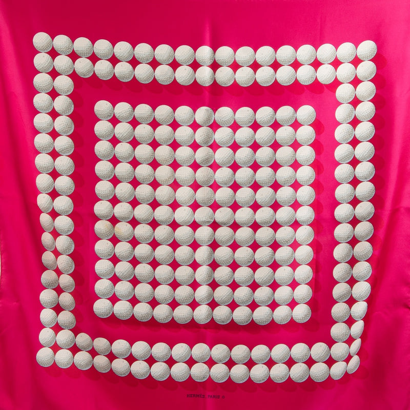 Shop 100% authentic second-hand Hermès Fuchsia Golf Balls Silk Scarf on Labellov.com