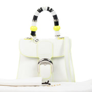 Delvaux Limited Edition White Box Calf Leather Neon Yellow Mini Brillant