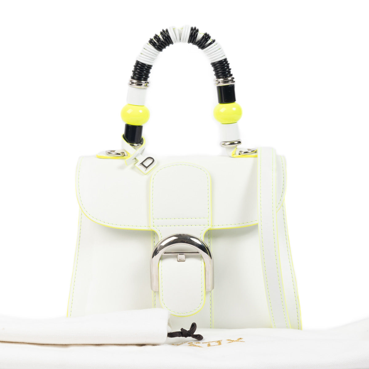 Delvaux Limited Edition White Box Calf Leather Neon Yellow Mini Brillant
