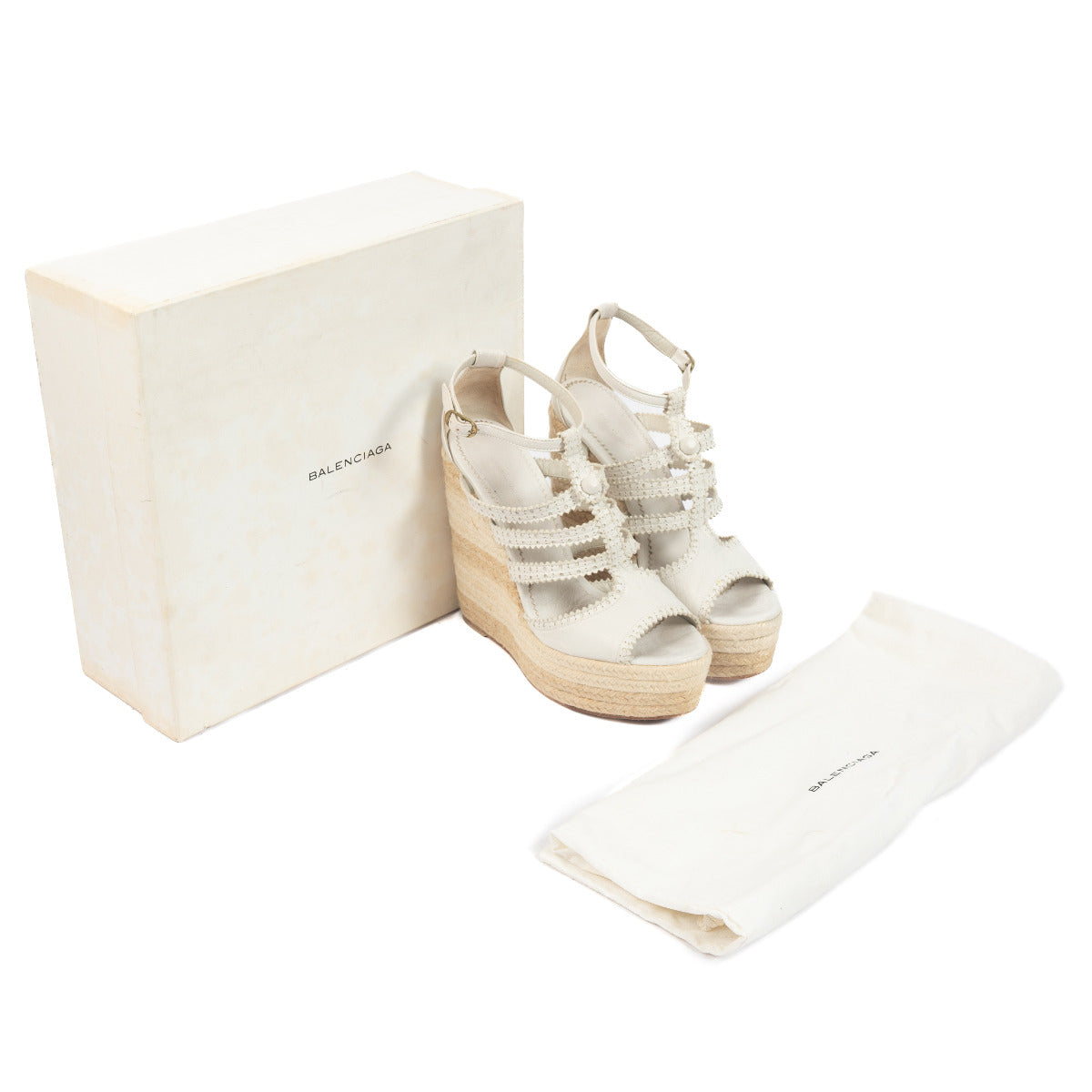 Balenciaga White Arena Wedge Sandals - size 38