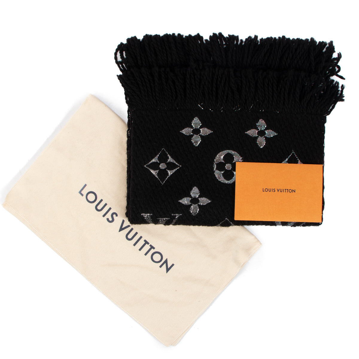 Écharpe Louis Vuitton Logomania métallisée noire