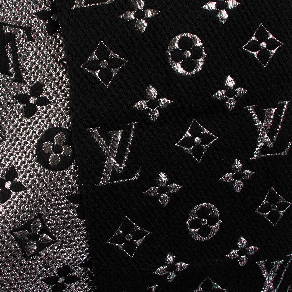 Écharpe Louis Vuitton Logomania métallisée noire