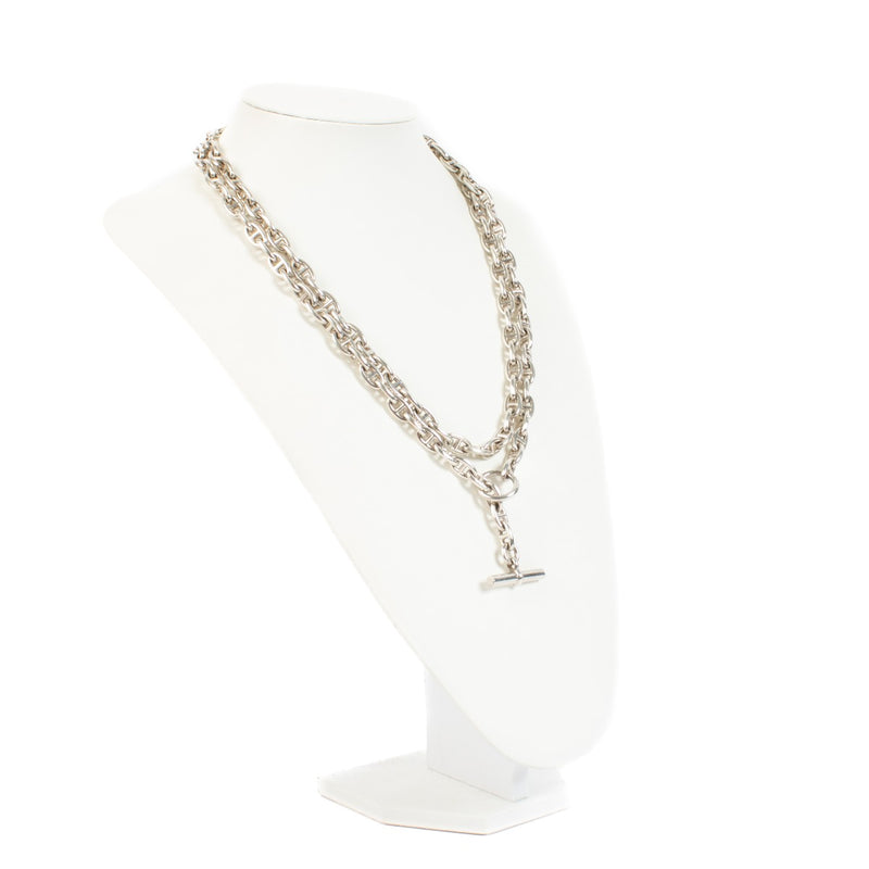 Hermès Sterling Silver Chaine d'Ancre Long Necklace