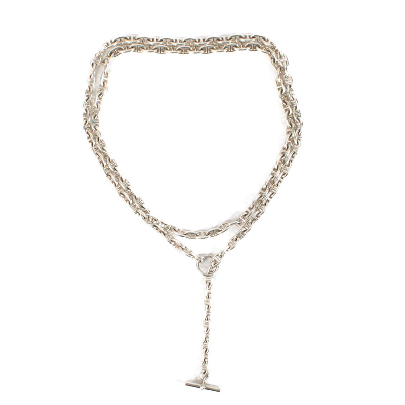 Hermès Sterling Silver Chaine d'Ancre Long Necklace