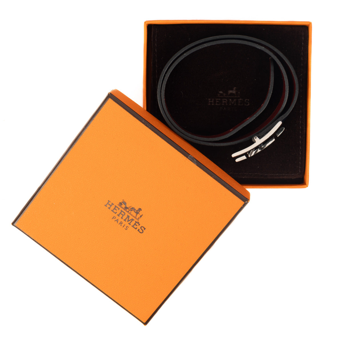Hermès Blue and Burgundy Reversible Hapi Bracelet