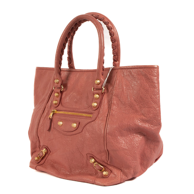 Balenciaga Rose Bonbon Motorcycle Tote Bag
