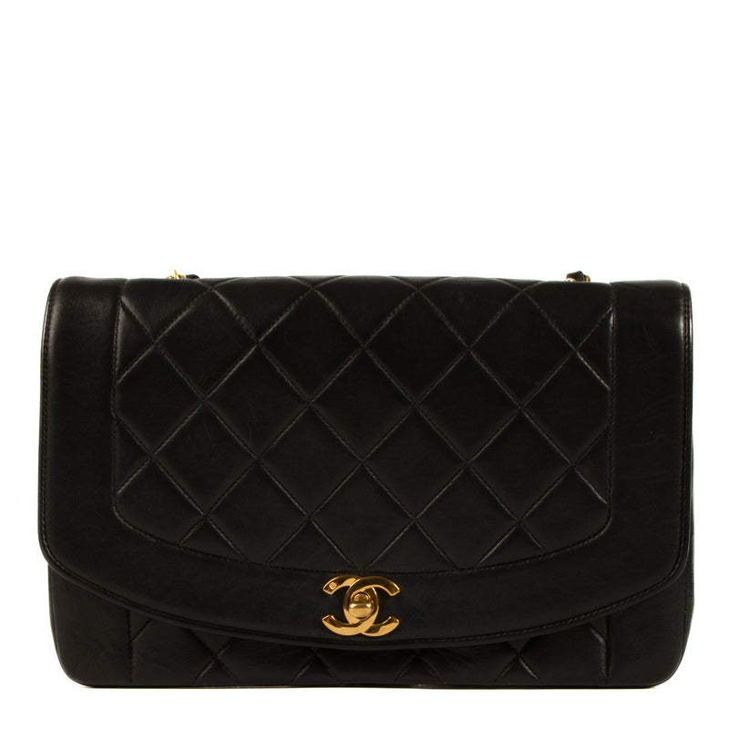Chanel Black Lambskin Diana Flap Bag