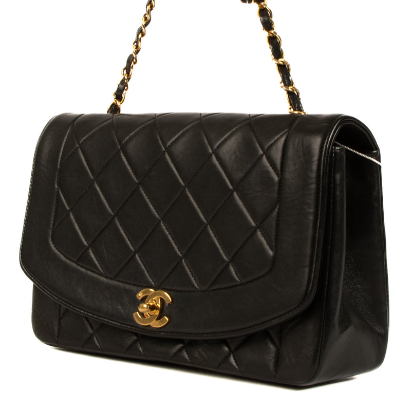 Chanel Black Lambskin Diana Flap Bag