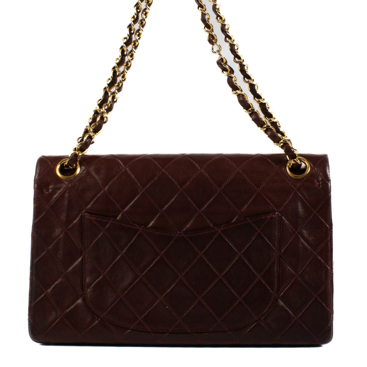 Shop safe online at Labellov in Antwerp, Brussels and Knokke this 100% authentic second hand Chanel Burgundy Lambskin Medium Classic Flap Bag