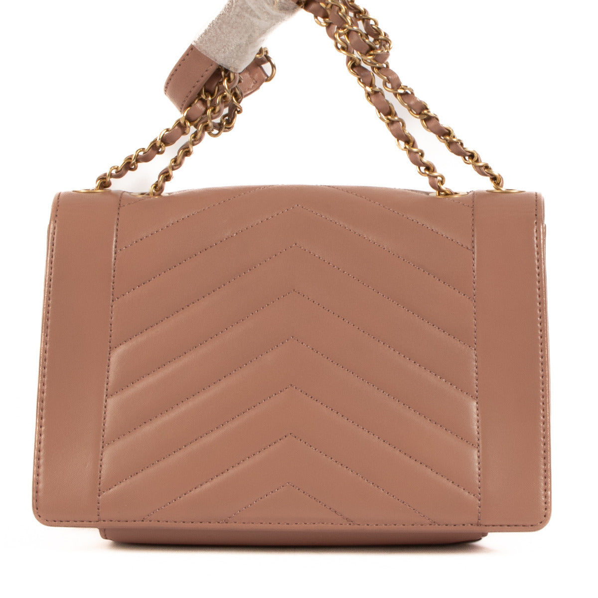 Chanel Dusty Roze Chevron Lamsleren Crossbodytas met Klep