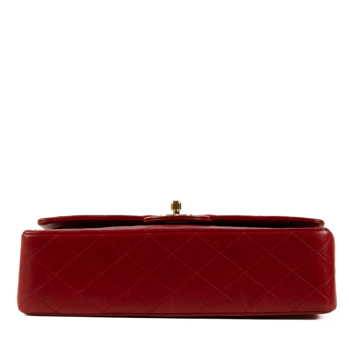 Sac à rabat classique moyen en agneau rouge vintage Chanel