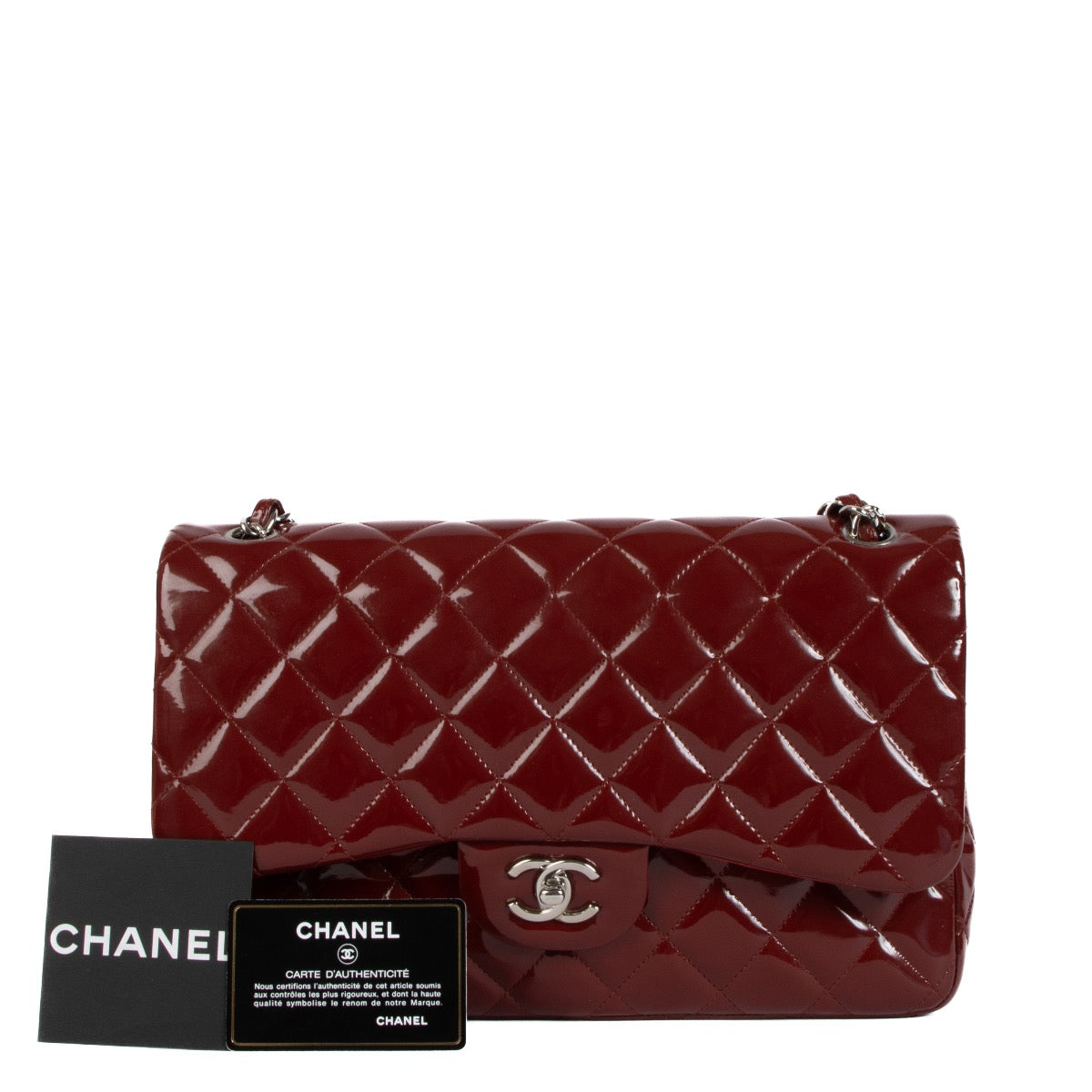 shop 100% authentic second hand Chanel Red Classic Patent Flap Bag on Labellov.com