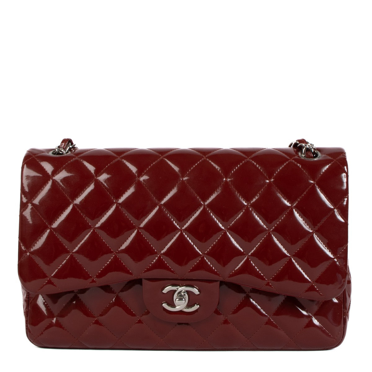 shop 100% authentic second hand Chanel Red Classic Patent Flap Bag on Labellov.com