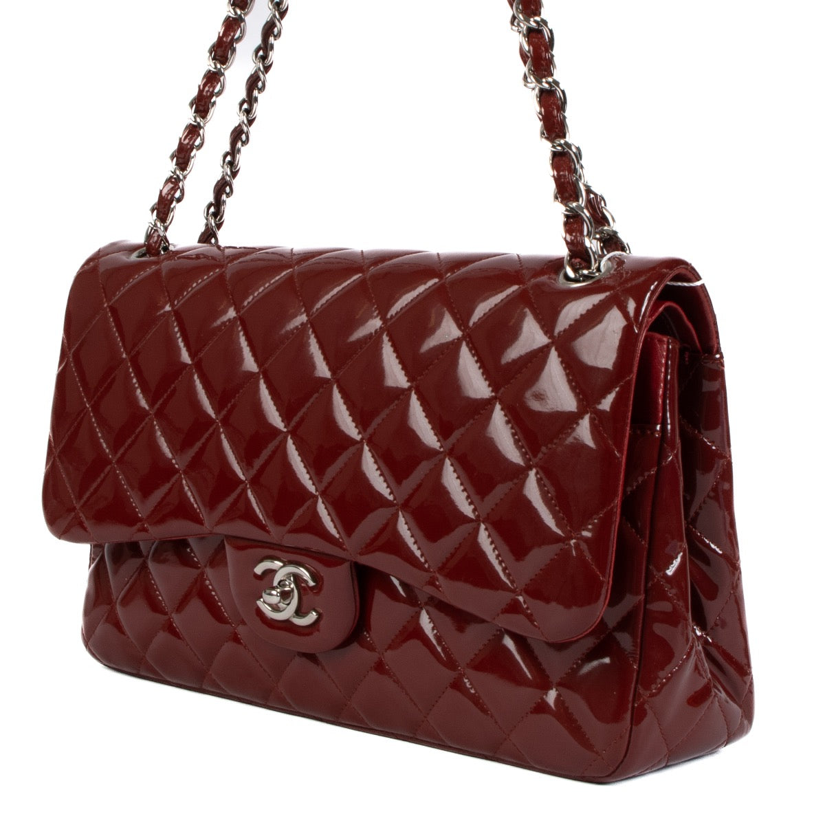 shop 100% authentic second hand Chanel Red Classic Patent Flap Bag on Labellov.com