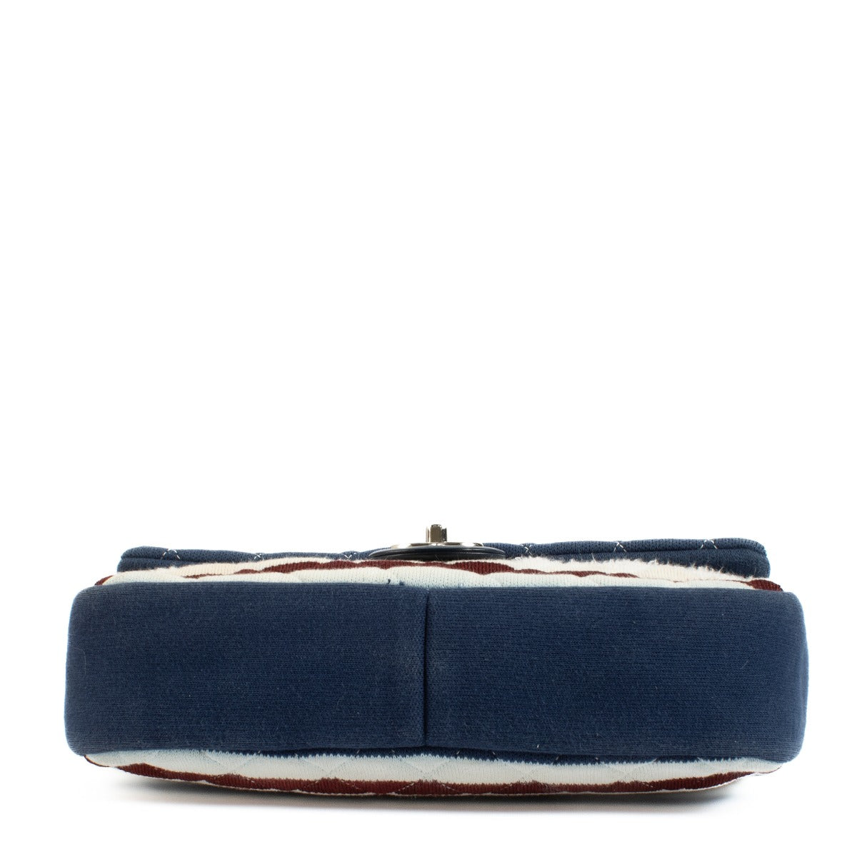 Shop safe online at Labellov in Antwerp, Brussels and Knokke this 100% authentic second hand Chanel Blue Jumbo Jersey Rope Classic Flap Bag
