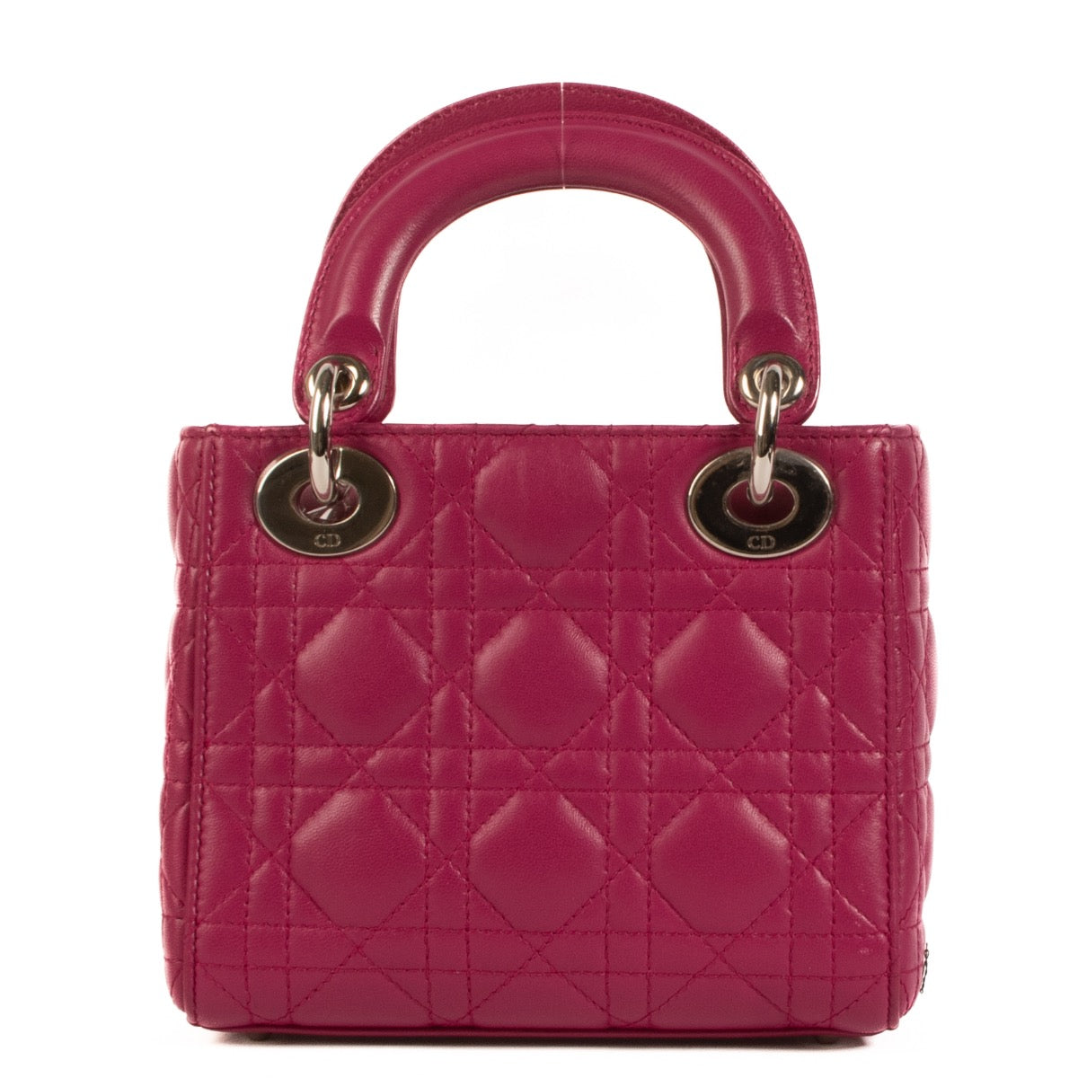Shop safe online at Labellov in Antwerp, Brussels and Knokke this 100% authentic second hand Christian Dior Fushia Lambskin Mini Lady Dior