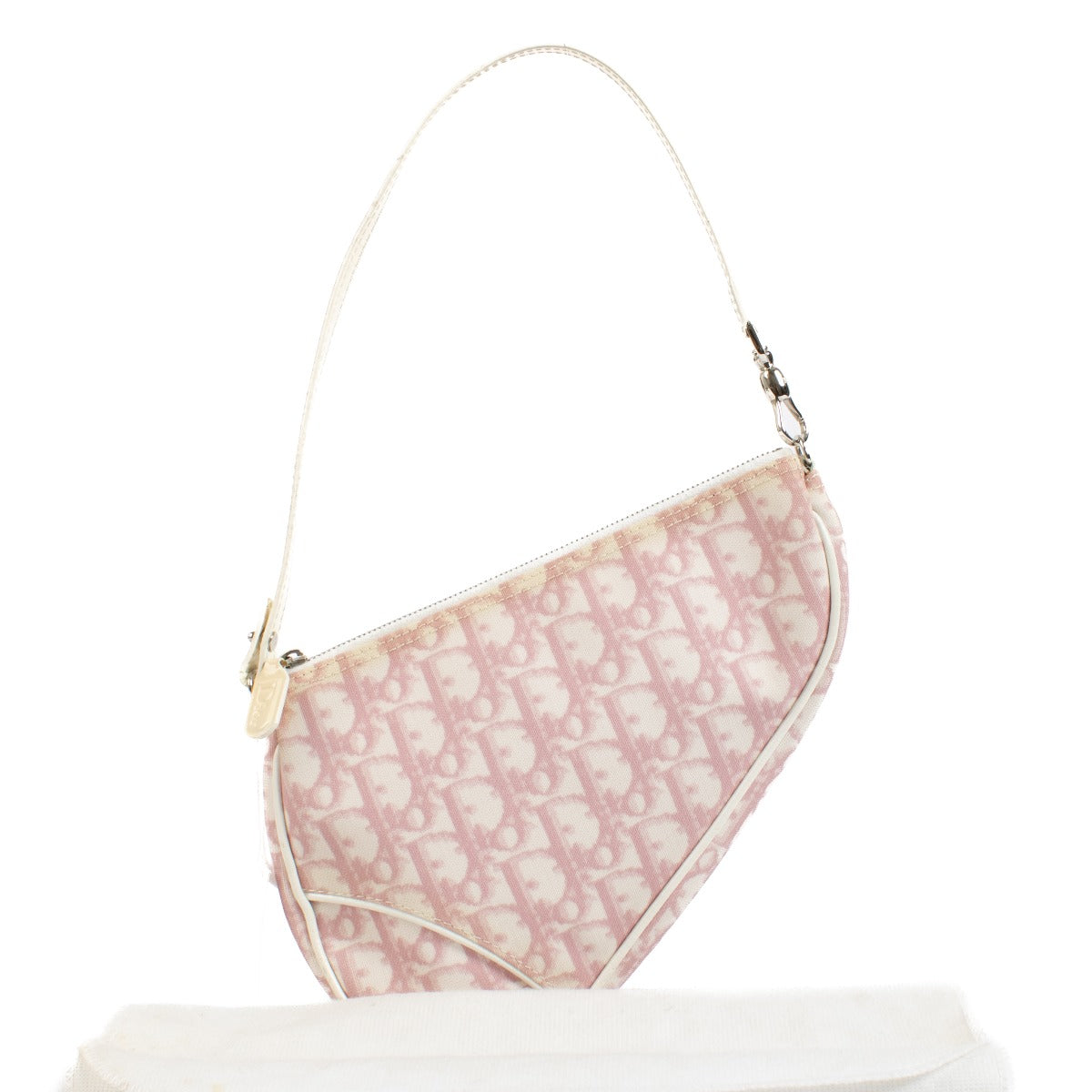 Shop safe online at Labellov in Antwerp, Brussels and Knokke this 100% authentic second hand Christian Dior Pink Monogram Mini Saddle Bag