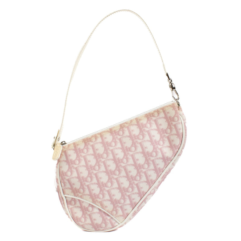 Shop safe online at Labellov in Antwerp, Brussels and Knokke this 100% authentic second hand Christian Dior Pink Monogram Mini Saddle Bag