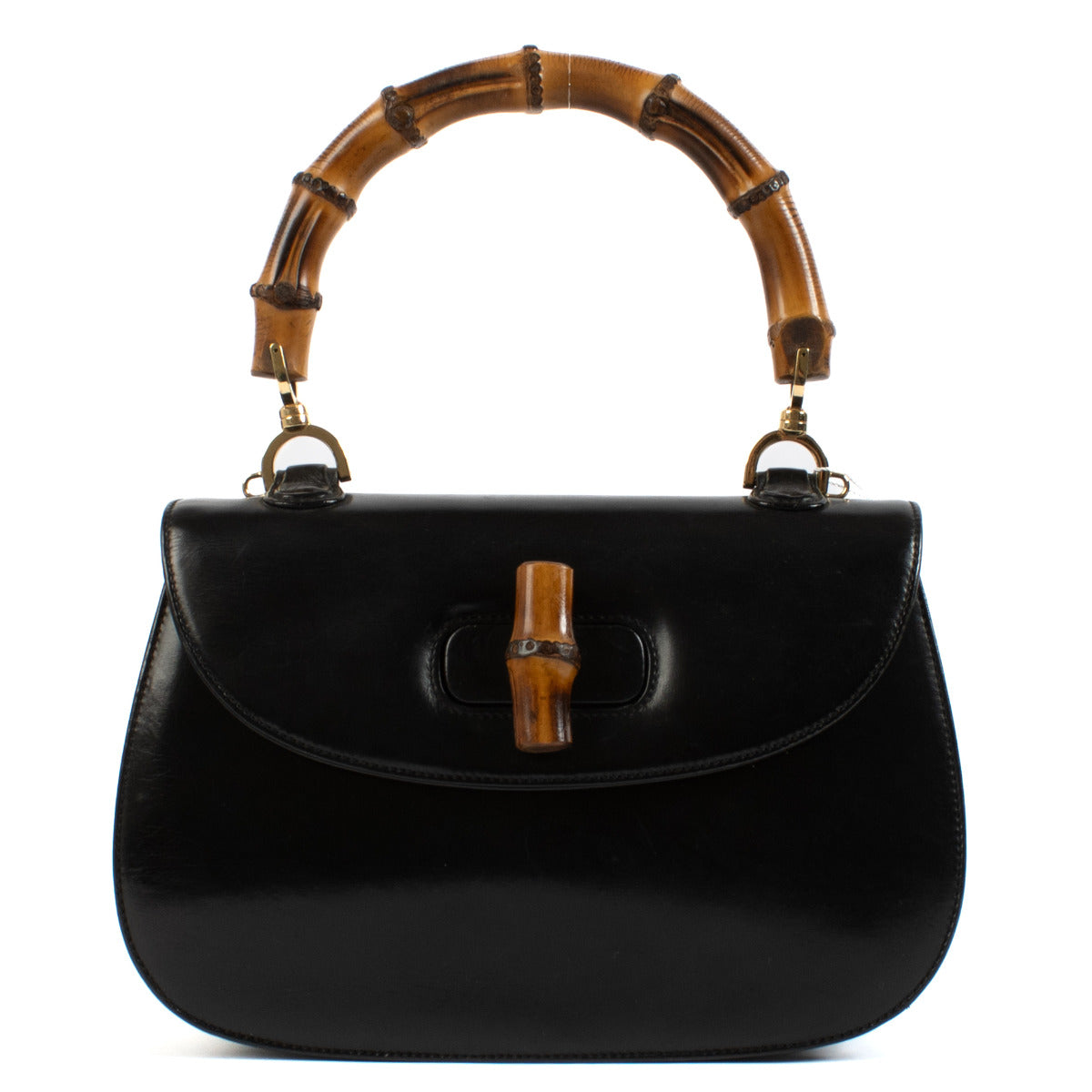 Gucci Black Medium 1947 Bamboo Top Handle Bag
