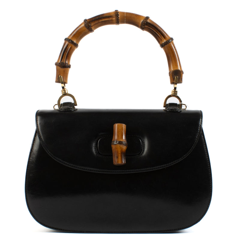 Gucci Black Medium 1947 Bamboo Top Handle Bag