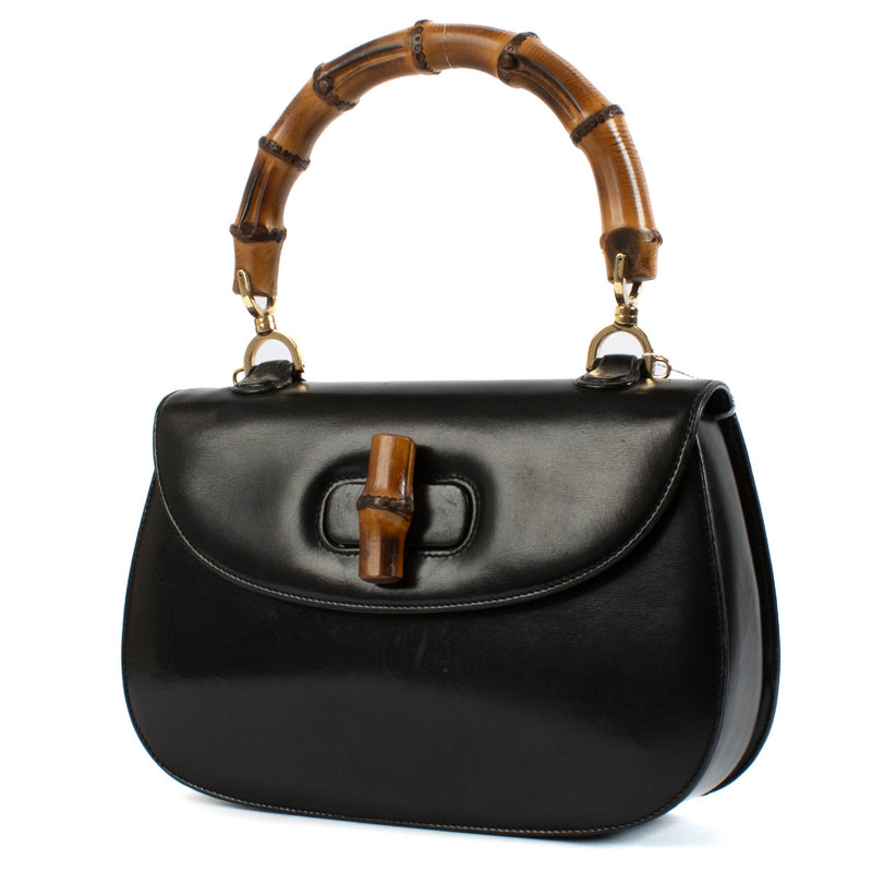 Gucci Black Medium 1947 Bamboo Top Handle Bag