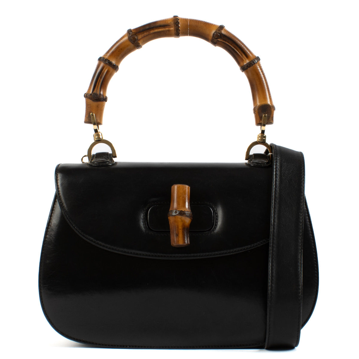 Gucci Black Medium 1947 Bamboo Top Handle Bag