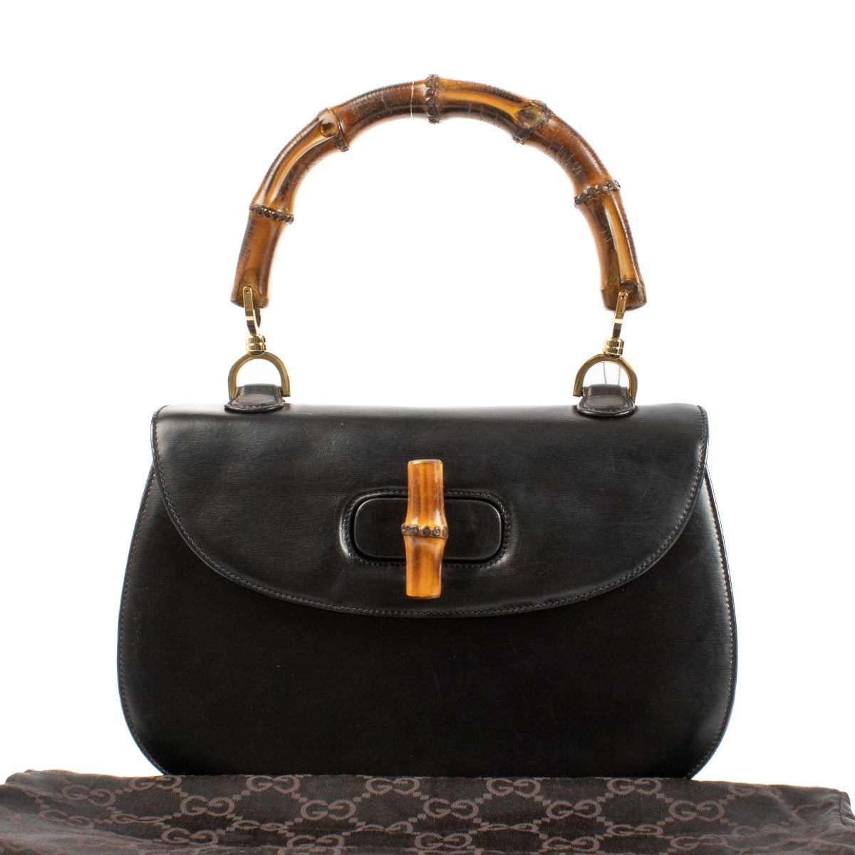 shop 100% authentic second hand Gucci Black Bamboo Top Handle Bag on Labellov.com