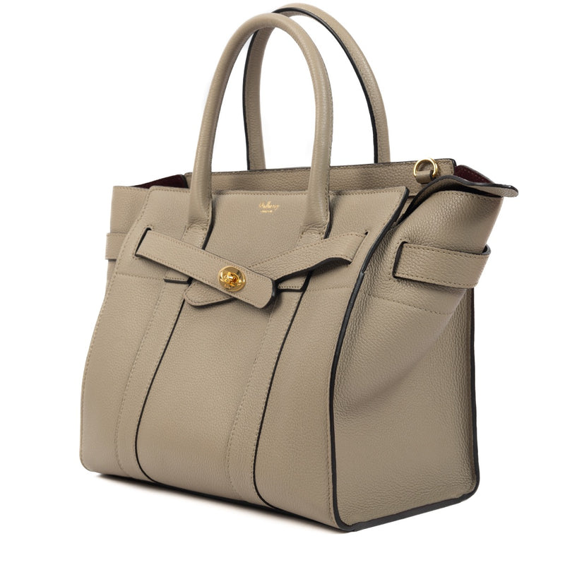 Buy an authentic Mulberry Grey Grained Leather Small Zipped Bayswater Bag on LabelLov.com