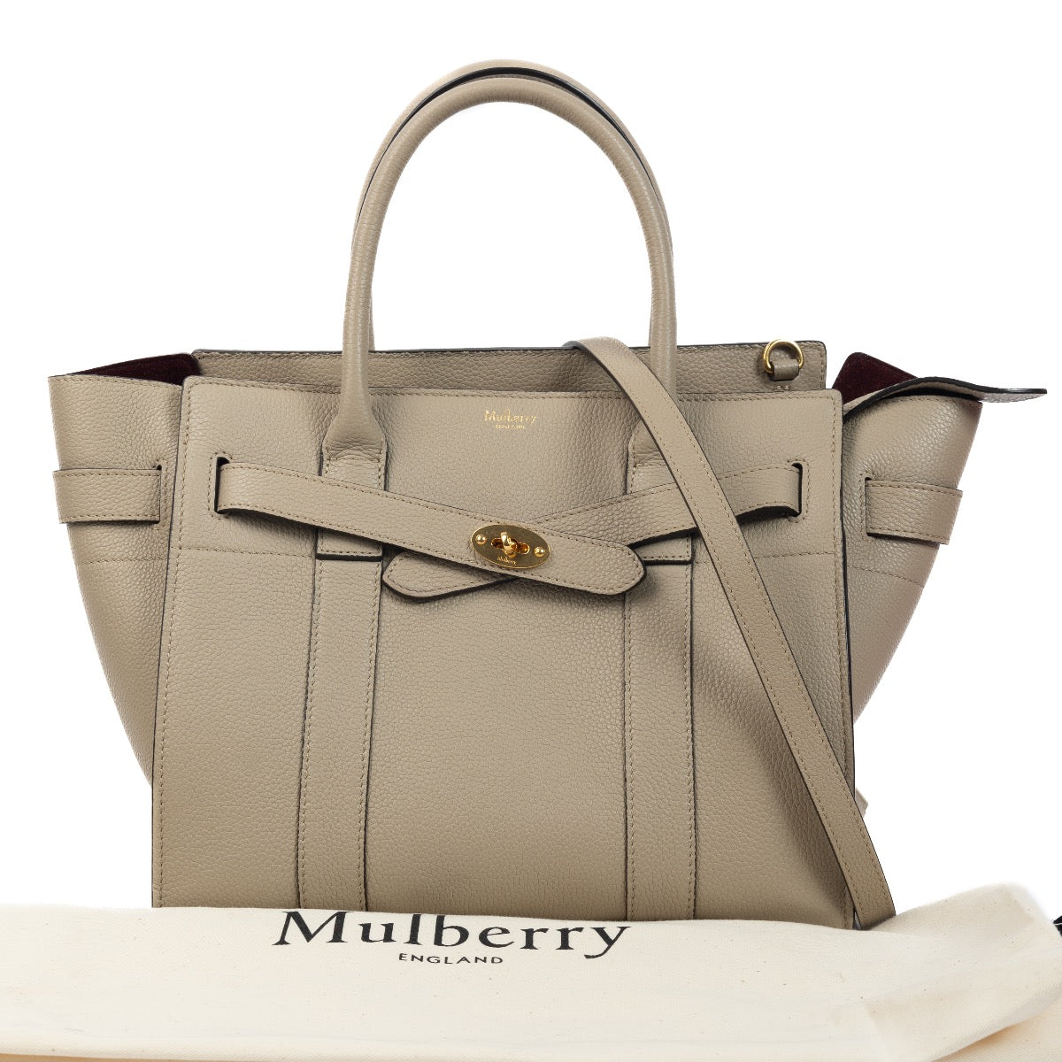 Buy an authentic Mulberry Grey Grained Leather Small Zipped Bayswater Bag on LabelLov.com