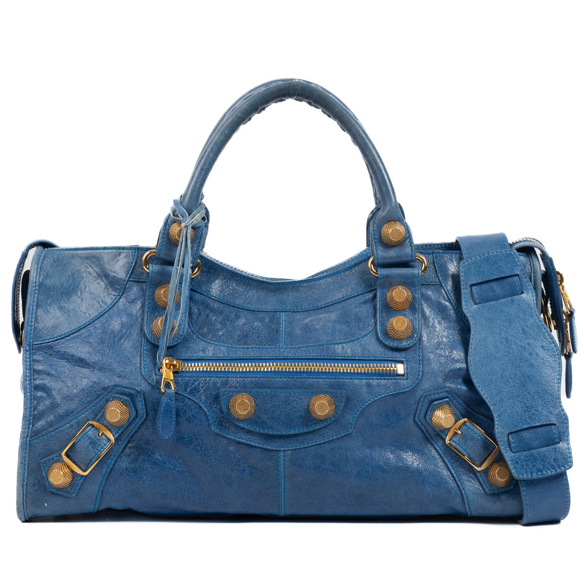 Sac Balenciaga Giant Part-Time en cuir électrique bleu