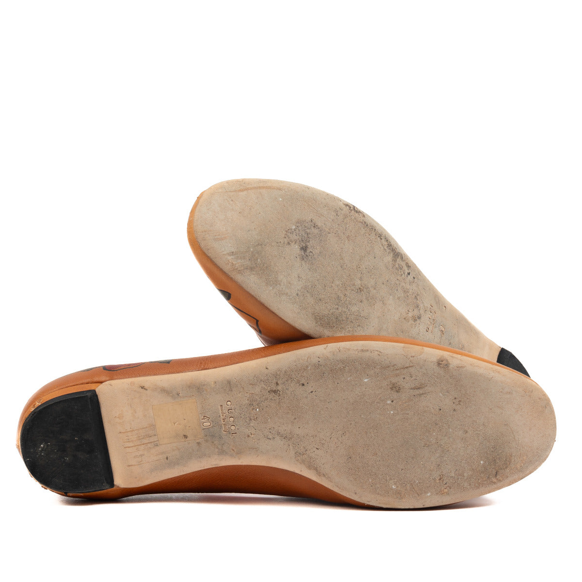 Gucci Cognac Tattoo Print Flats - size 40
