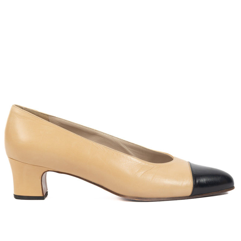 Chanel Vintage Beige Two-Tone Pumps - size 38