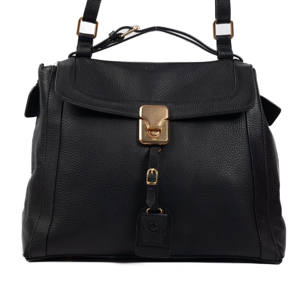 Shop Safe online at Labellov in Antwerp this 100% authentic second hand Chloé Black Grained Leather Top handle