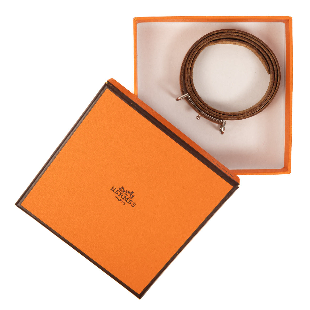 Hermès Cognac Leather Hapi 3 Bracelet
