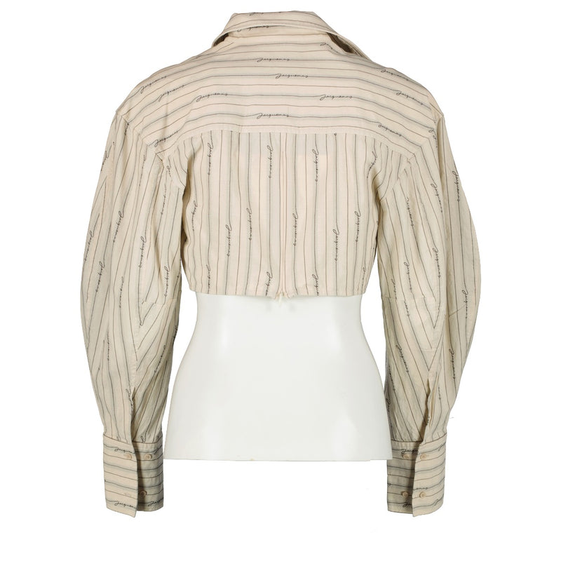 Jacquemus Le Raphia La Chemise Plidao Logo Cropped Shirt