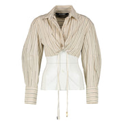 Jacquemus Le Raphia La Chemise Plidao Logo Cropped Shirt