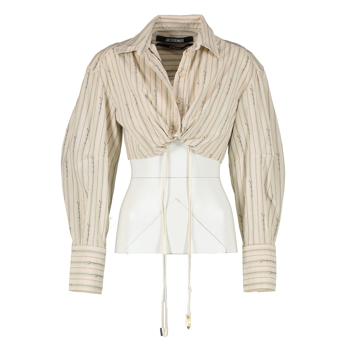 Jacquemus Le Raphia La Chemise Plidao Logo Cropped Shirt
