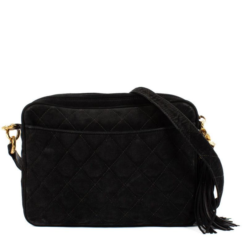 Chanel Black Suede Vintage Camera Bag