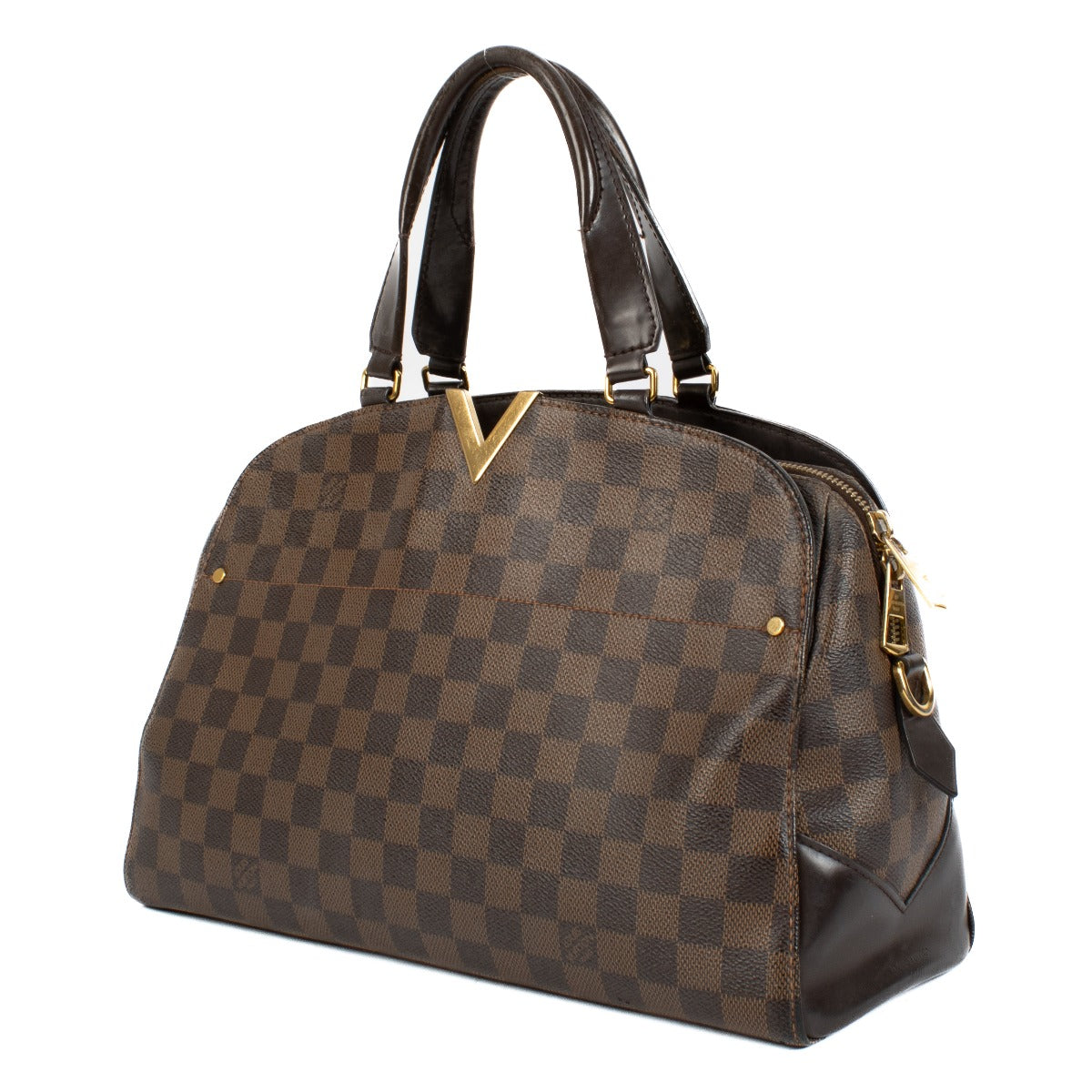 Shop 100% authentic Louis Vuitton Damier Ebene Kensington Top Handle Bag at Labellov.com.