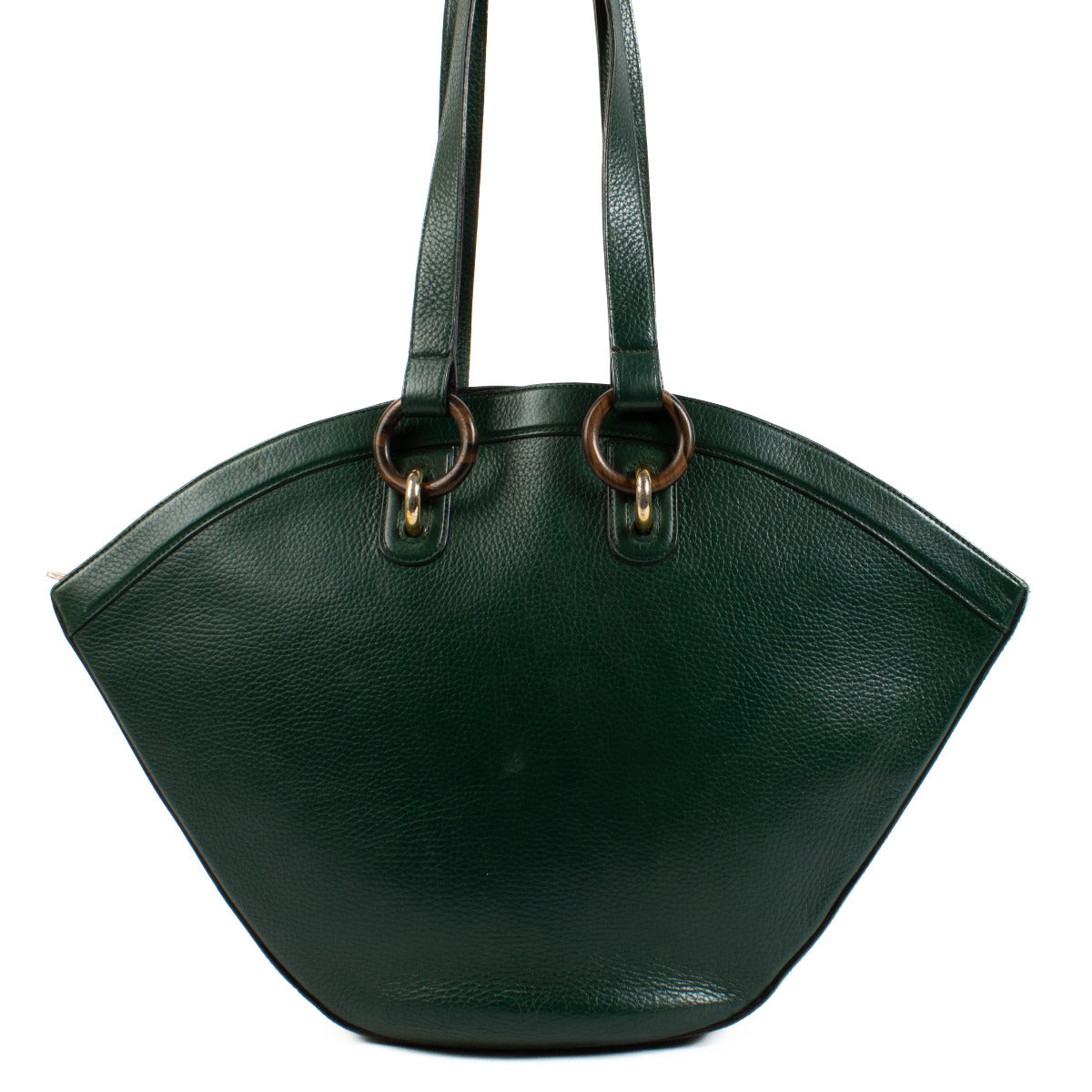 Delvaux Vintage Green Leather Wood Ring Tote Bag aan de beste prijs bij Labellov tweedehands luxe