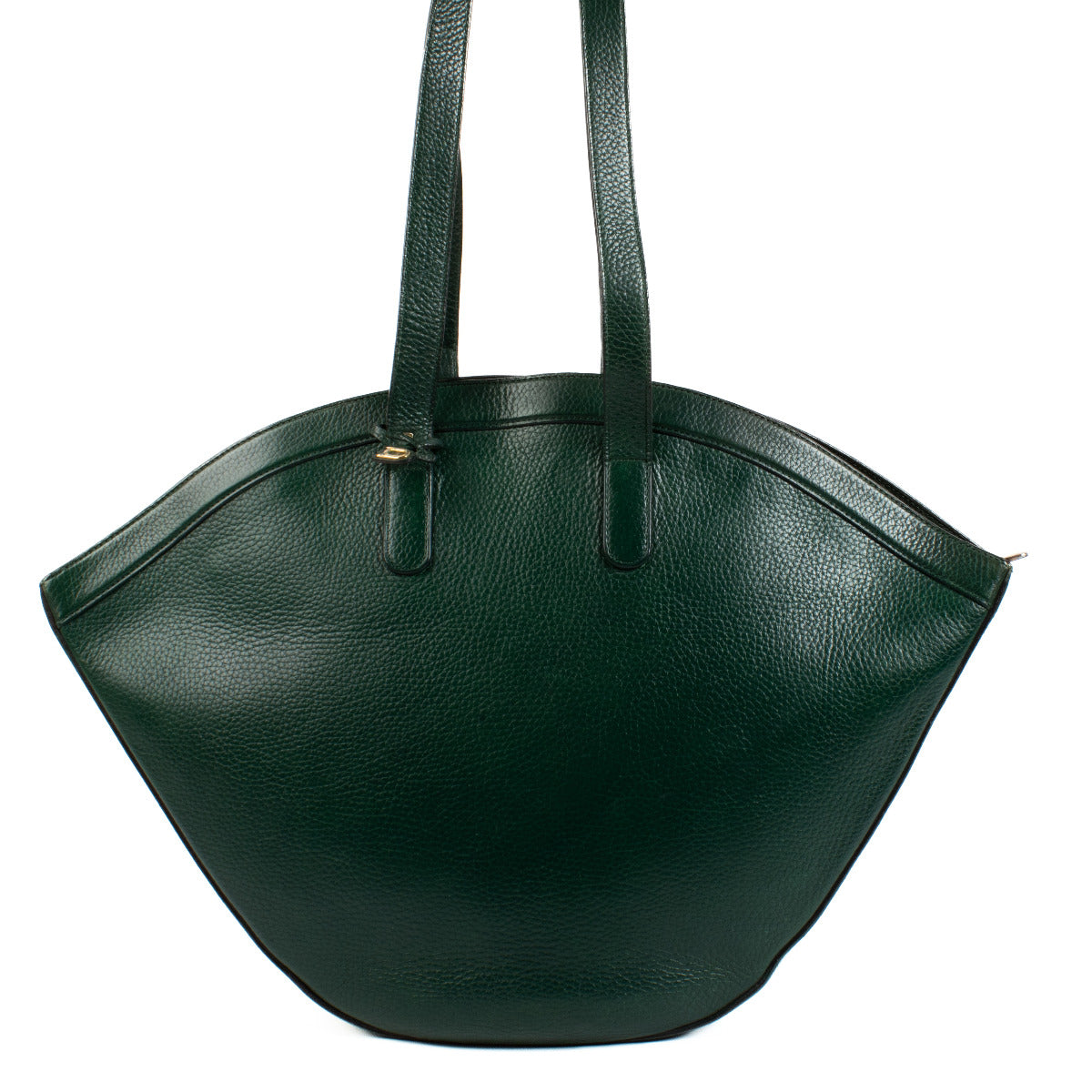 Delvaux Vintage Green Leather Wood Ring Tote Bag