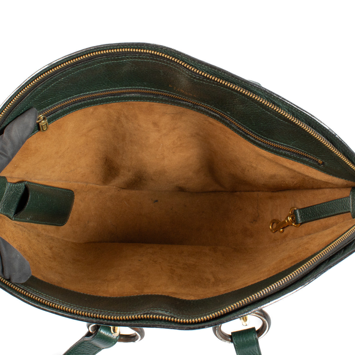 Delvaux Vintage Green Leather Wood Ring Tote Bag