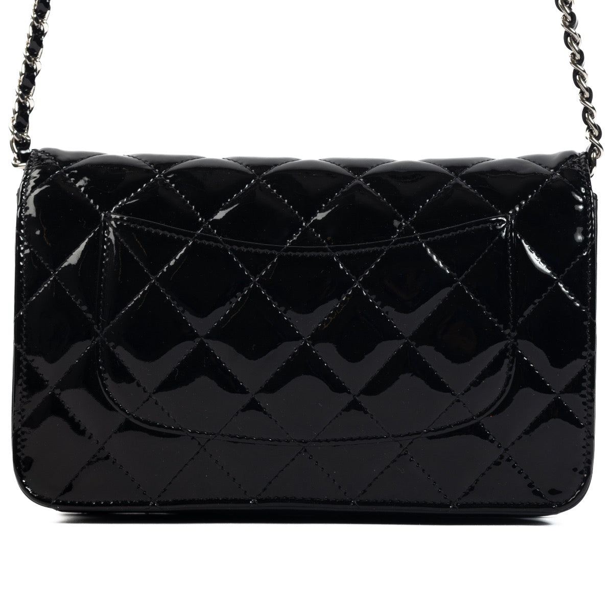 Shop 100% authentic second-hand Chanel Black Patent Leather Wallet On Chain on Labellov.com