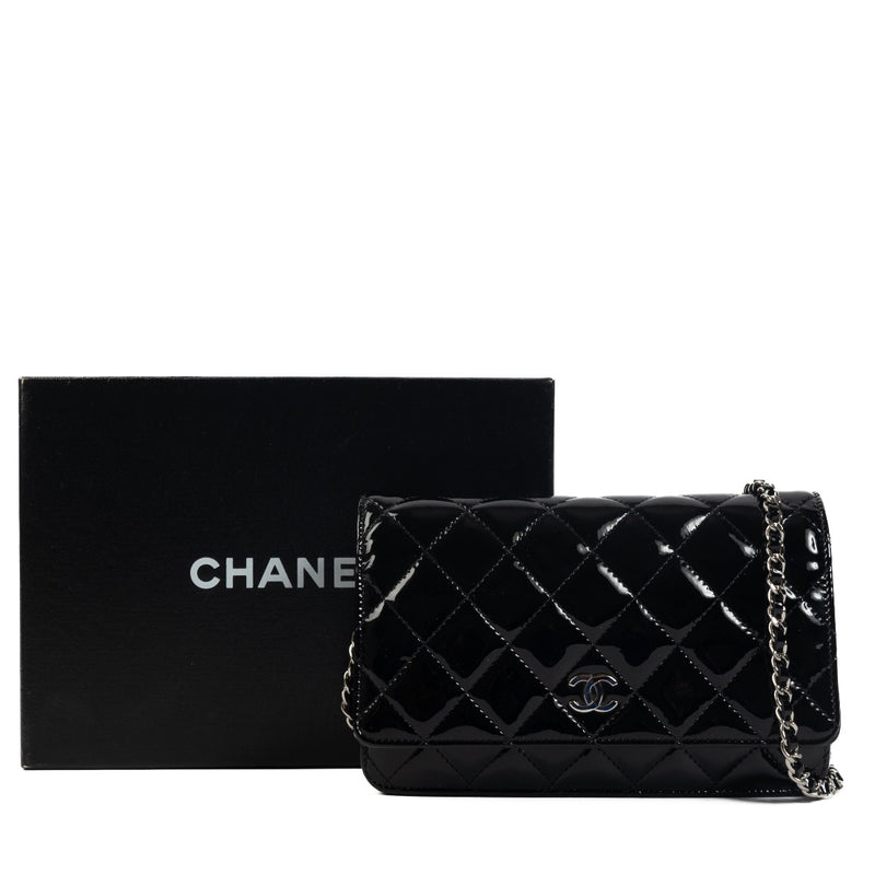 Shop 100% authentic second-hand Chanel Black Patent Leather Wallet On Chain on Labellov.com