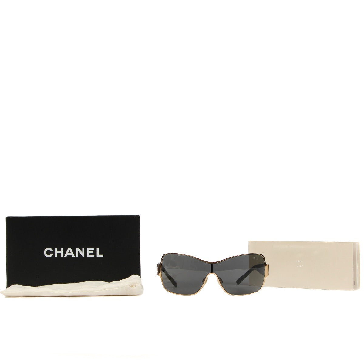 Chanel Zwarte 4177 Perle Collection Shield Zonnebril