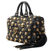 Shop safe online at Labellov in Antwerp, Brussels and Knokke this 100% authentic second hand gucci black gold studded babushka boston bag