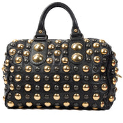 Shop safe online at Labellov in Antwerp, Brussels and Knokke this 100% authentic second hand gucci black gold studded babushka boston bag