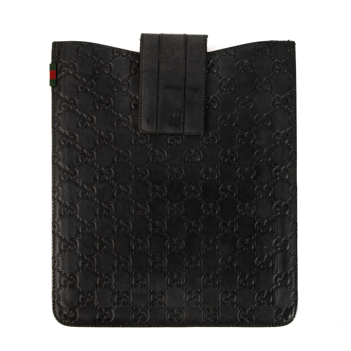 Gucci Black Embossed Leather Ipad Cover for the best price available at Labellov secondhand luxury