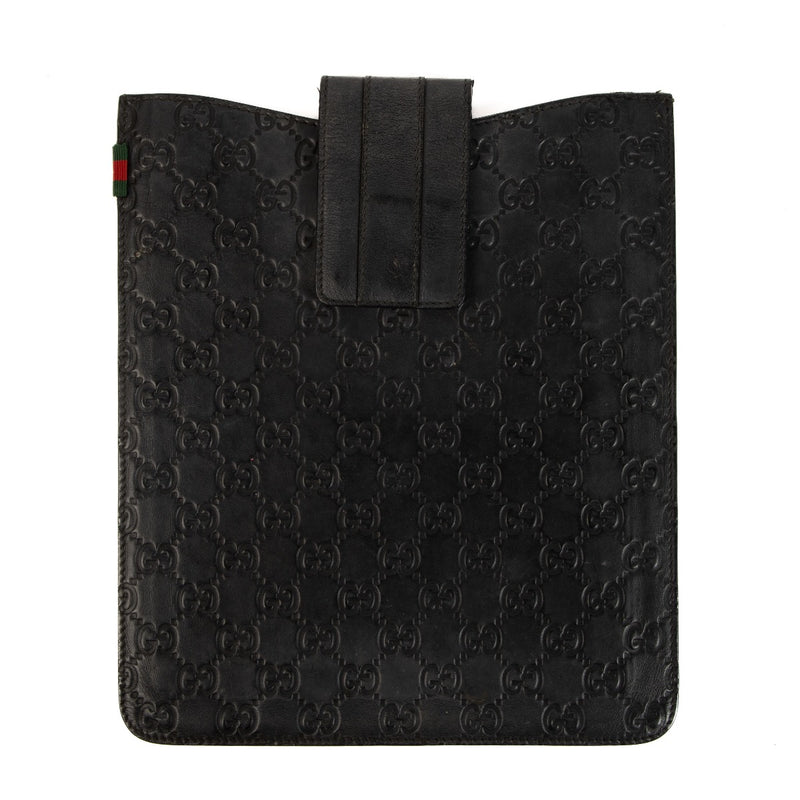Gucci Black Embossed Leather Ipad Cover for the best price available at Labellov secondhand luxury